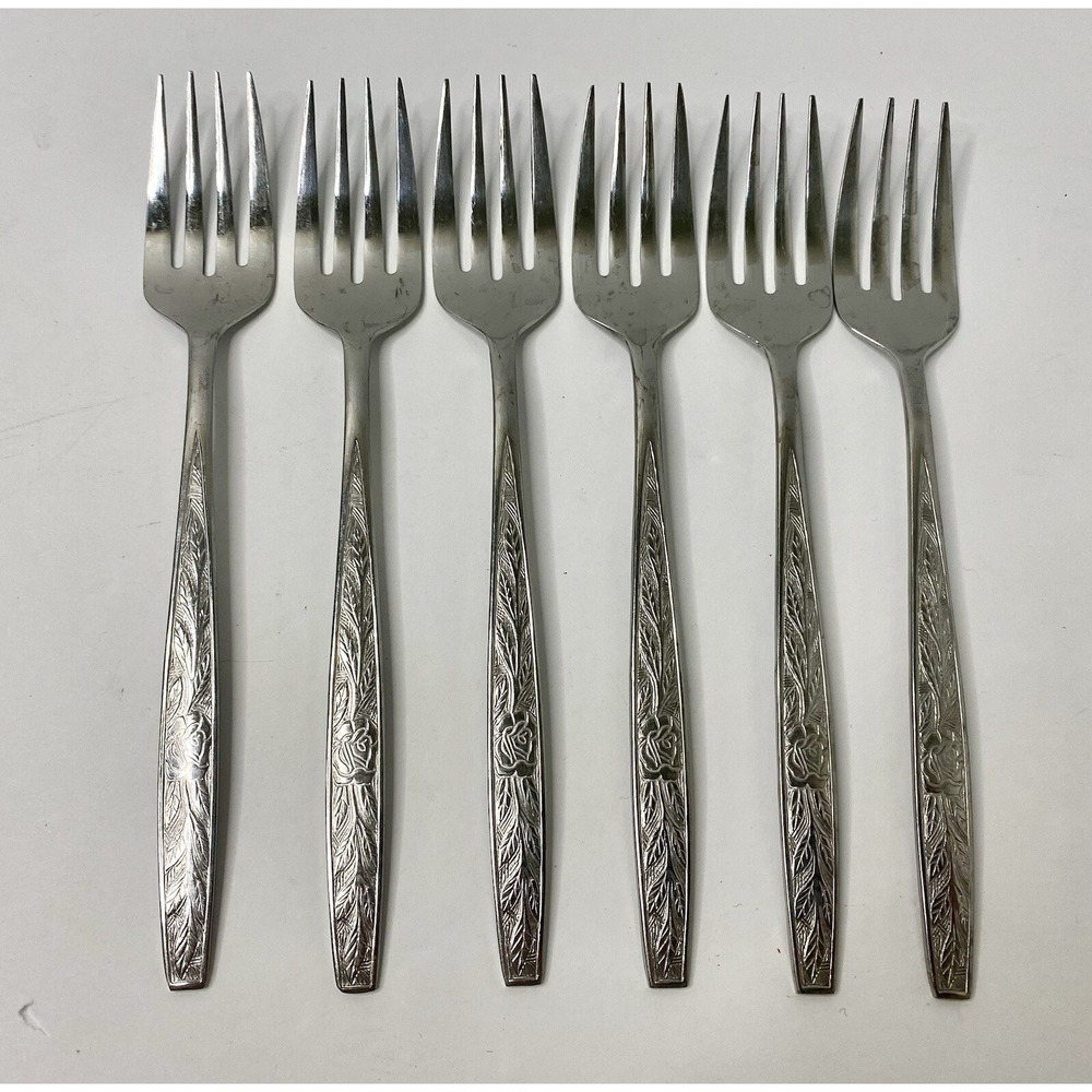 Stanley Roberts Granata Rose Salad Forks Glossy 6 3/4" Lot of 6